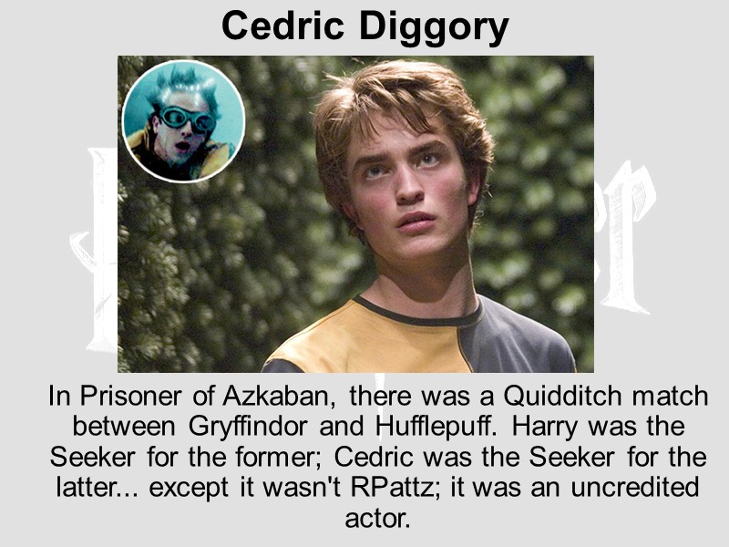 Cedric Diggory   In Prisoner of Azkaban, there was a Quidditch match between
